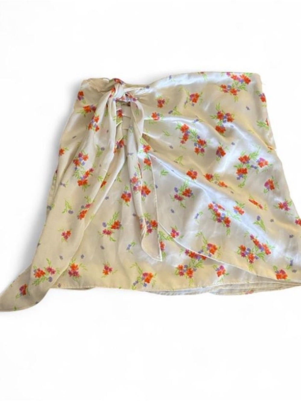 Zara Cream Skirt with Orange and Green Floral Print